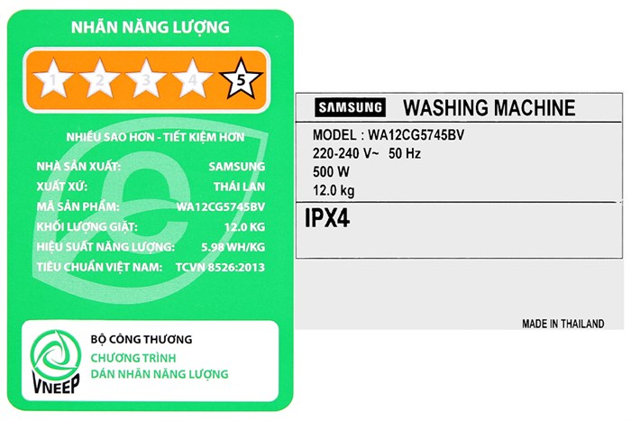 Máy Giặt Samsung Inverter 12 Kg WA12CG5745BVSV